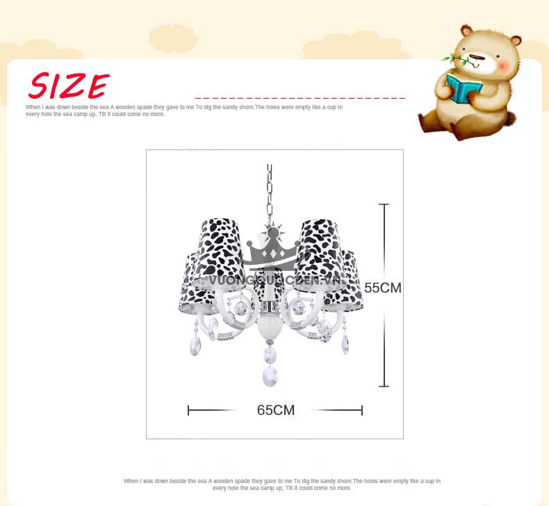 Đèn chùm cho bé họa tiết bò sữa dễ thương UHS127-6